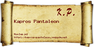 Kapros Pantaleon névjegykártya